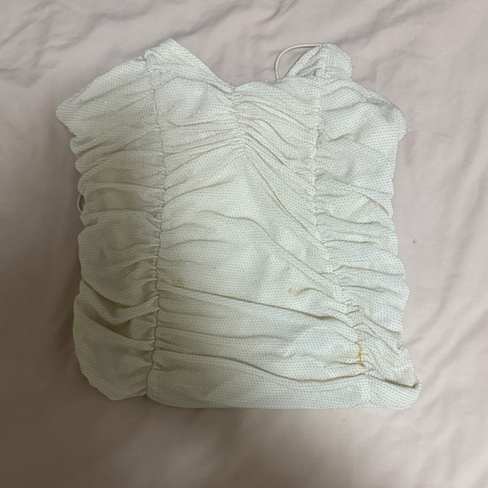 No Boundaries White Ruched Crop Top